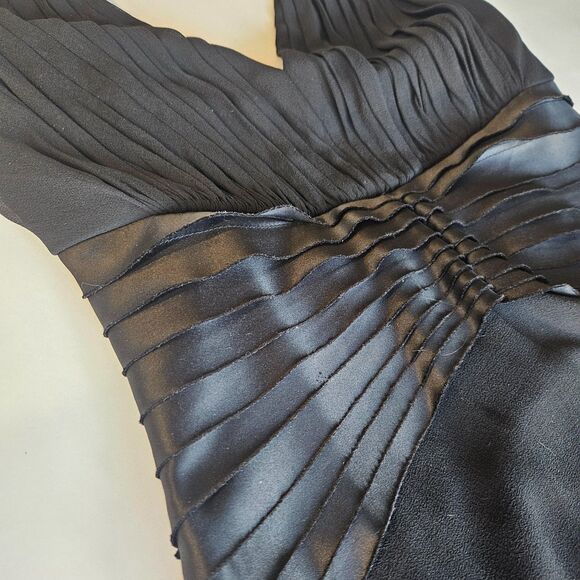 Tadashi Black Halter Dress Satin and Chiffon Womens Sz 2 - Picture 5 of 7